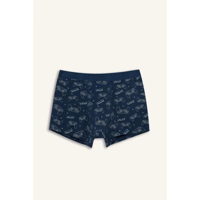 Defacto G8450A8IN103 İndigo Hayvan Desenli Penye 3lü Boxer Erkek Çocuk