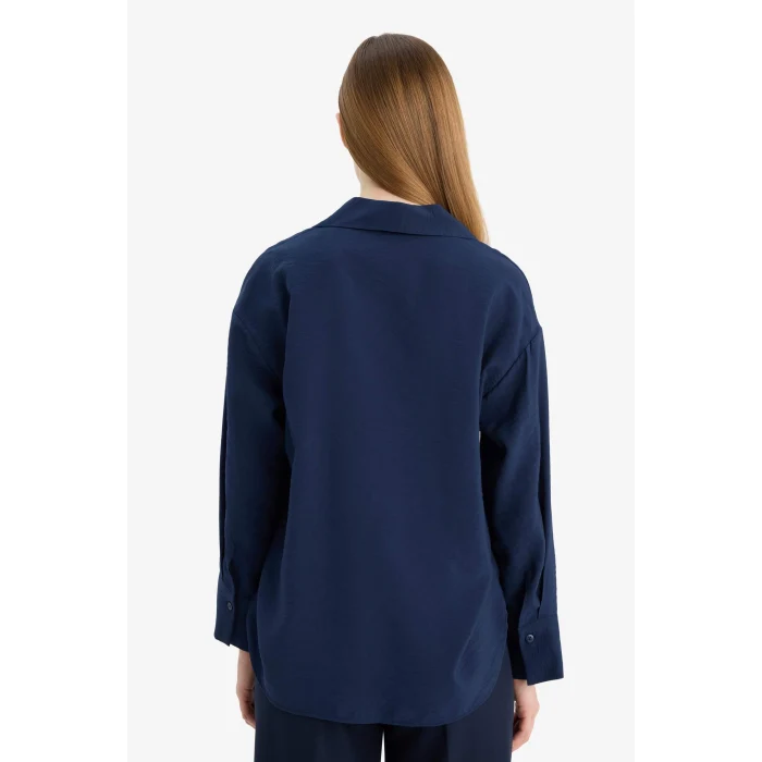 Defacto G9138AXNV31 Lacivert Relax Fıt Basic Gömlek