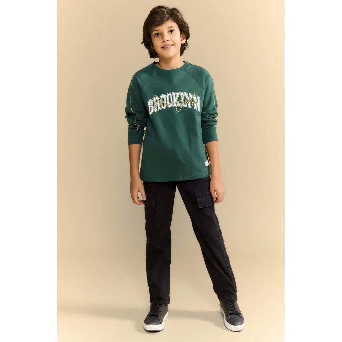 Defacto G6164A8NM40 Siyah Kargo Fit Beli Lastikli Jean Pantolon Erkek Çocuk