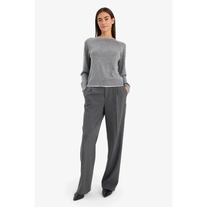 Defacto E7238AXGR394 Gri Straight Fit Palazzo Pantolon