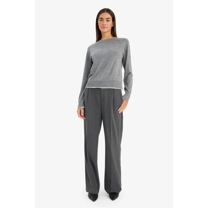 Defacto E7238AXGR394 Gri Straight Fit Palazzo Pantolon