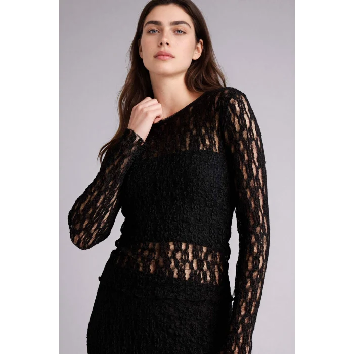 Defacto G8520AXBK81 Siyah Fıtted Dantel Bluz