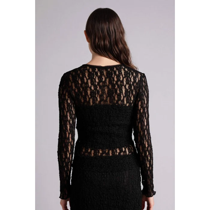 Defacto G8520AXBK81 Siyah Fıtted Dantel Bluz