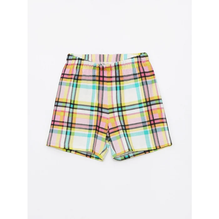 LCW Kids Siyah Bisiklet Yaka Baskılı Kısa Kollu Kız Çocuk Şortlu Pijama Takımı