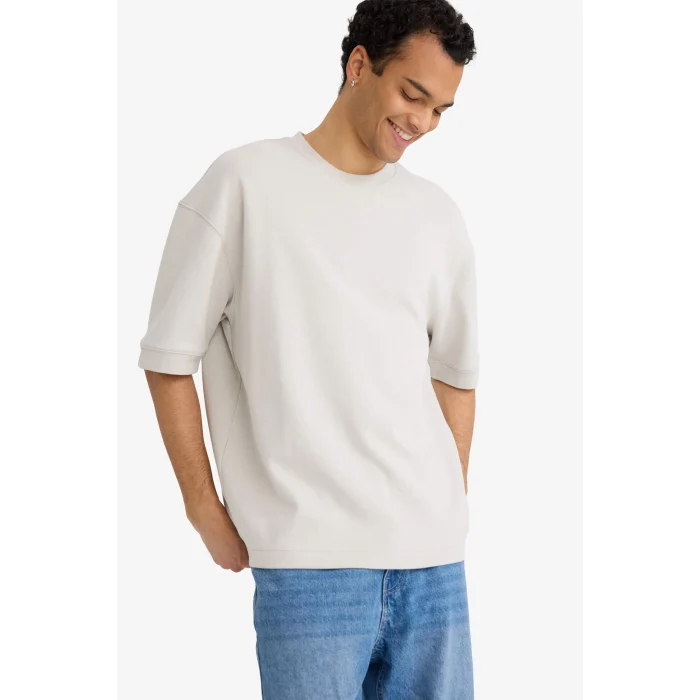Defacto B4844AXGR368 Gri LOOSE FIT Nefes Alabilen Kumaş Tişört