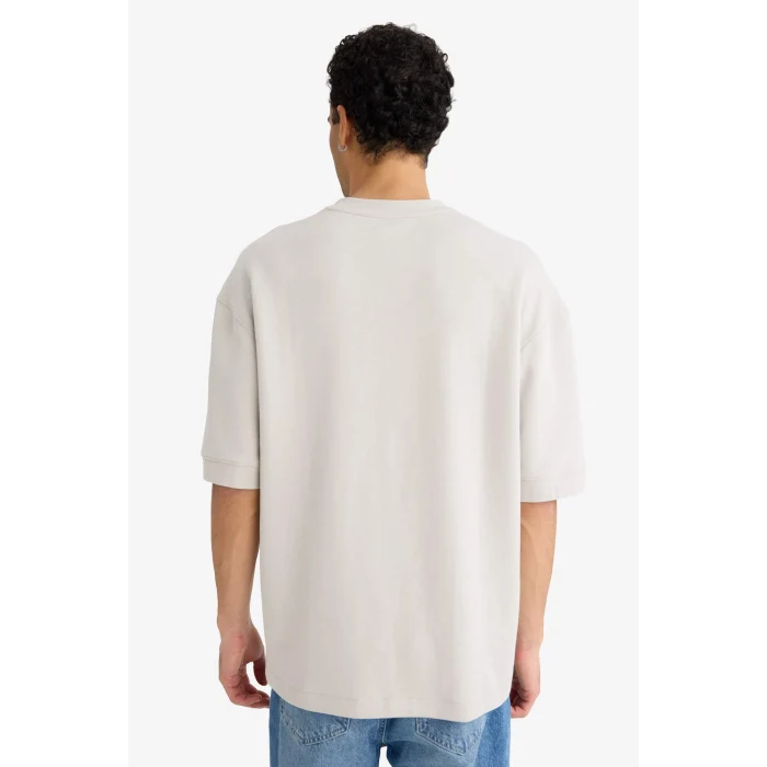 Defacto B4844AXGR368 Gri LOOSE FIT Nefes Alabilen Kumaş Tişört