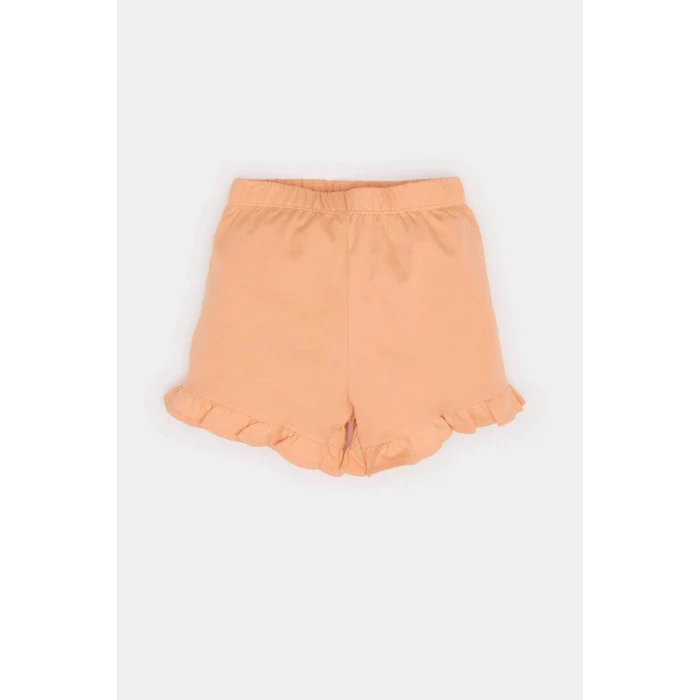 Defacto Z9307A2OG172 Turuncu 2li Takım Baskılı Kısa Kollu Tişört Beli Lastikli Şort Kız Bebek