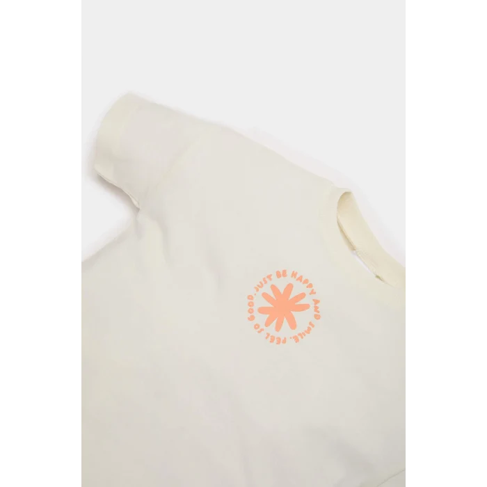 Defacto Z9307A2OG172 Turuncu 2li Takım Baskılı Kısa Kollu Tişört Beli Lastikli Şort Kız Bebek