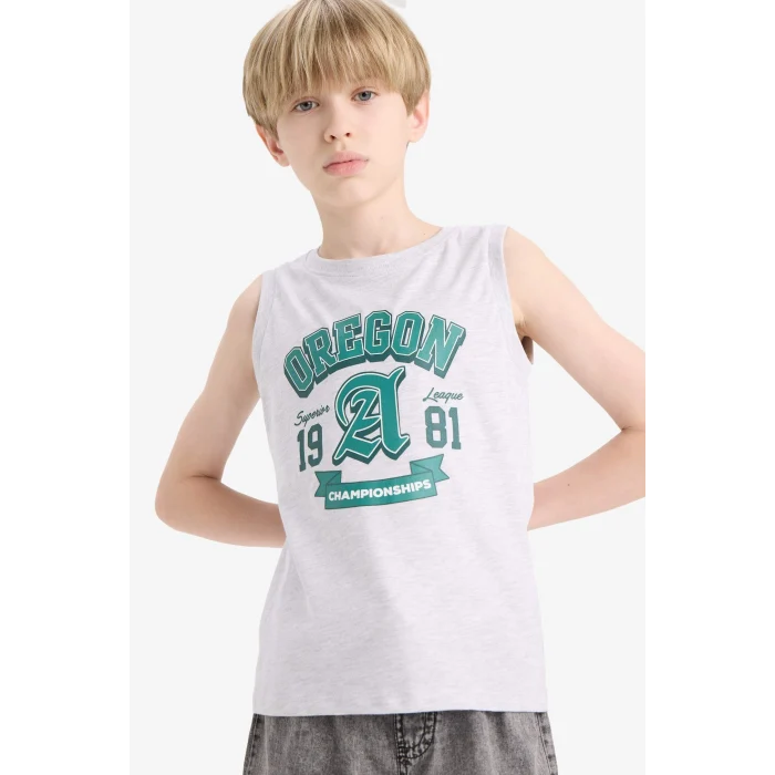 Defacto E4185A8GR400 Gri Bisiklet Yaka Baskılı Atlet Erkek Çocuk