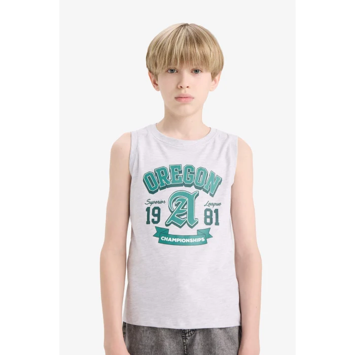 Defacto E4185A8GR400 Gri Bisiklet Yaka Baskılı Atlet Erkek Çocuk