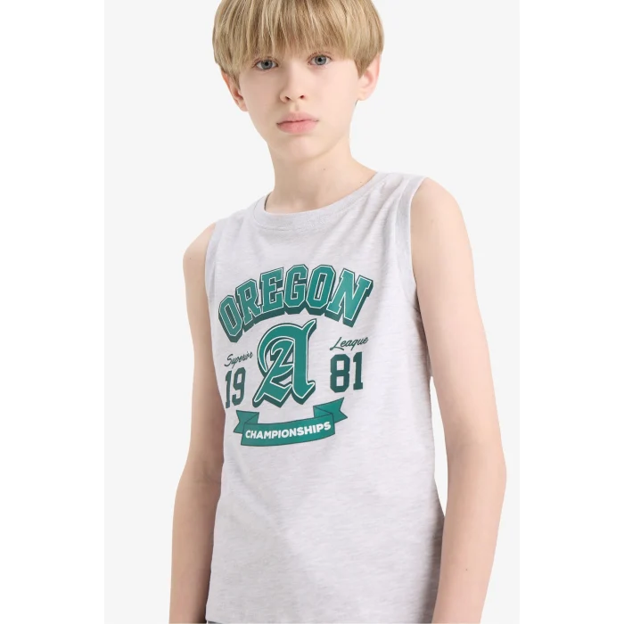 Defacto E4185A8GR400 Gri Bisiklet Yaka Baskılı Atlet Erkek Çocuk