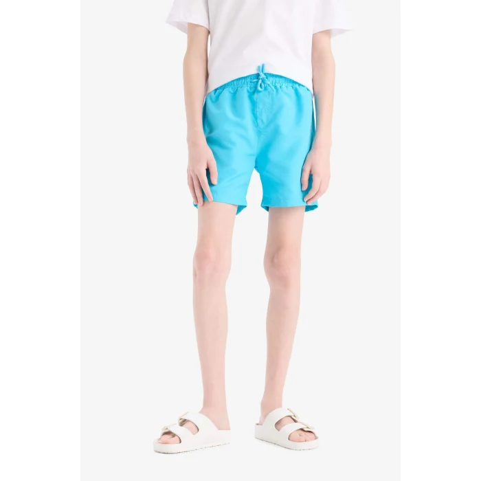 Defacto B7494A8TR231 Turkuaz Basic Düz Deniz Şortu Erkek Çocuk