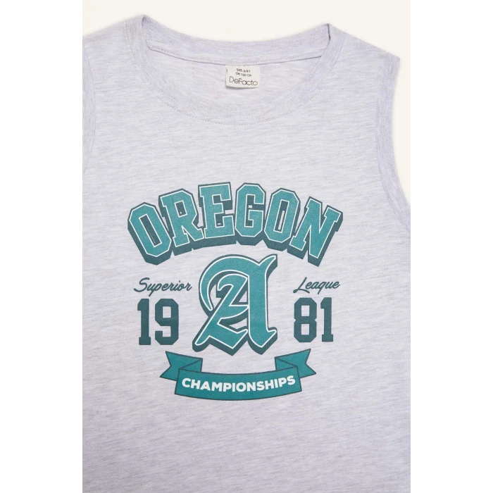 Defacto E4185A8GR400 Gri Bisiklet Yaka Baskılı Atlet Erkek Çocuk