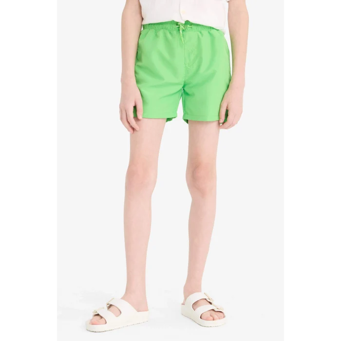 Defacto B7737A8GN617 Yeşil Basic Düz Deniz Şortu Erkek Çocuk