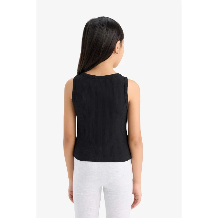 Defacto Z7815A6BK81 Siyah Bisiklet Yaka Basic Düz Atlet Kız Çocuk