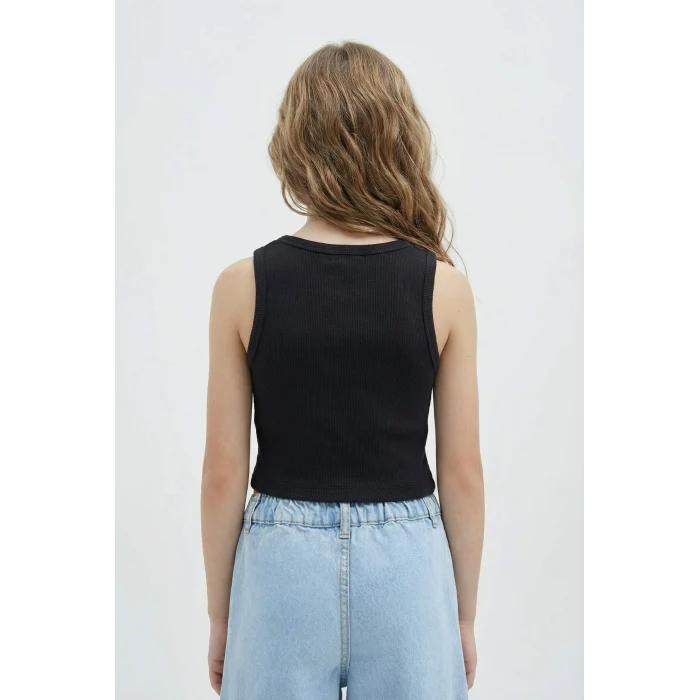 Defacto C4717A8NV263 Lacivert Bisiklet Yaka Baskılı Crop Atlet Kız Çocuk