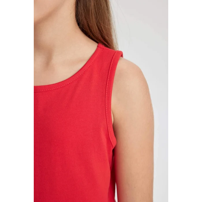 Defacto B4336A8RD135 Kırmızı Kız Çocuk Basic Düz Kolsuz Elbise