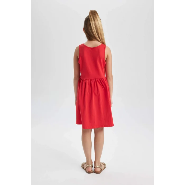 Defacto B4336A8RD135 Kırmızı Kız Çocuk Basic Düz Kolsuz Elbise