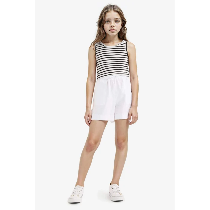 Defacto Z7814A6BK81 Siyah Bisiklet Yaka Çizgili Atlet Kız Çocuk