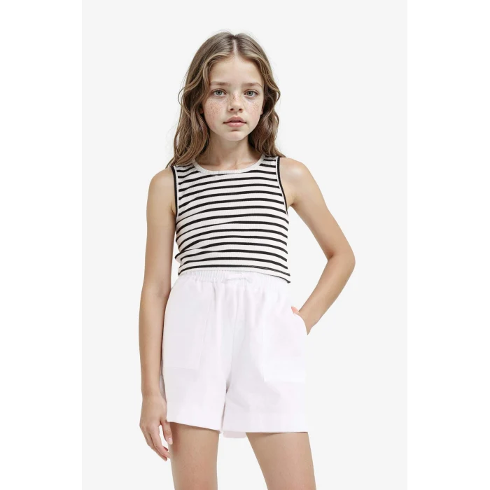 Defacto Z7814A6BK81 Siyah Bisiklet Yaka Çizgili Atlet Kız Çocuk