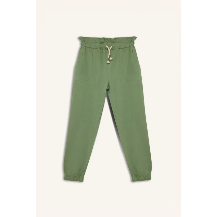 Defacto Z8779A6GN425 Yeşil Beli Lastikli Cepli Jogger Eşofman Altı Kız Çocuk