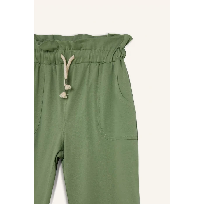 Defacto Z8779A6GN425 Yeşil Beli Lastikli Cepli Jogger Eşofman Altı Kız Çocuk