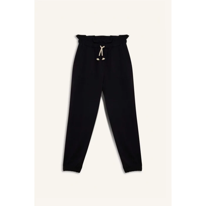 Defacto Z8779A6BK81 Siyah Beli Lastikli Cepli Jogger Eşofman Altı Kız Çocuk