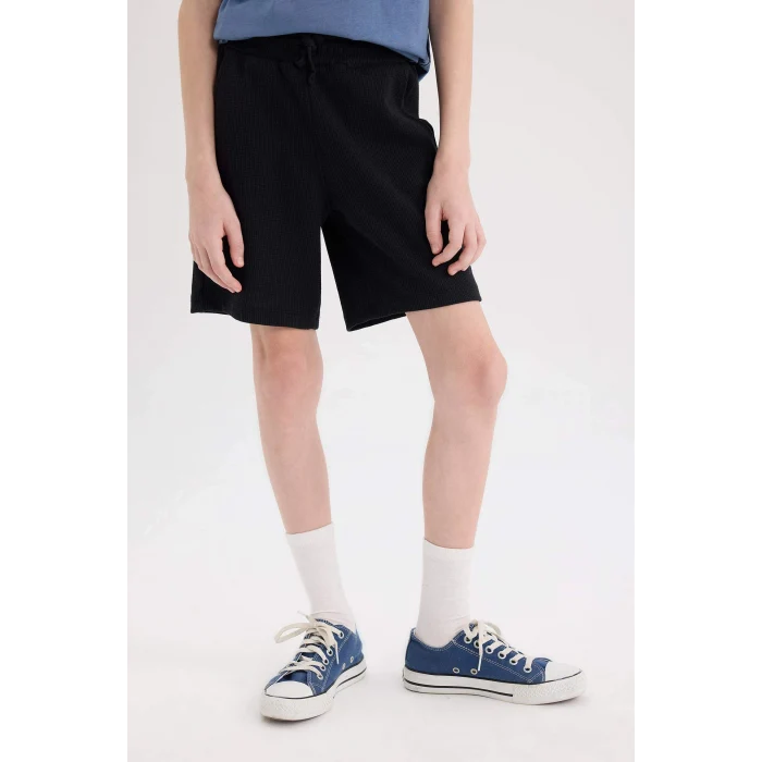 Defacto E6891A8BK27 Siyah Waffle Şort Erkek Çocuk