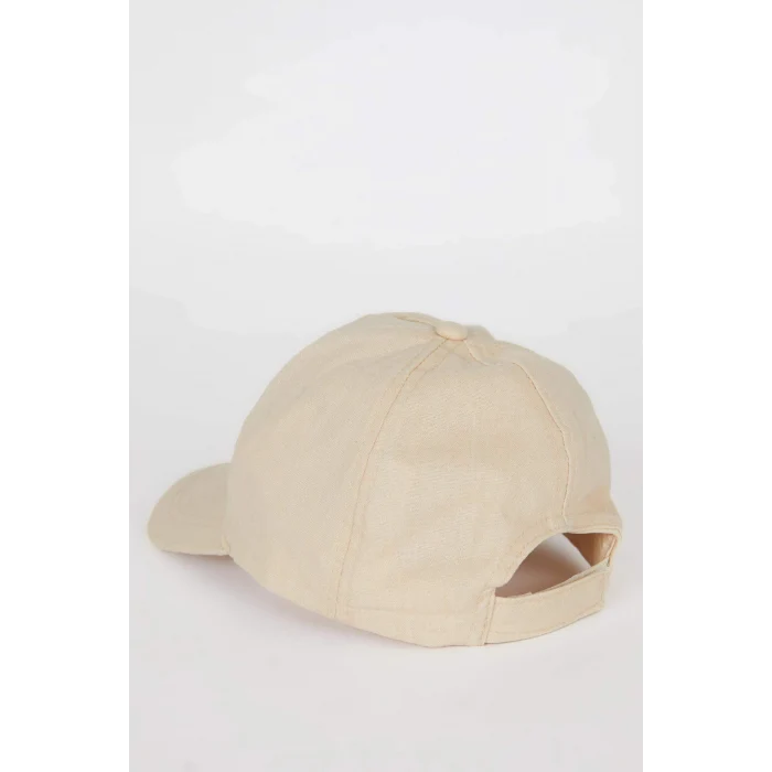 Defacto D8425A8BG286 Bej Nakışlı Keten Karışımlı Cap Şapka Kız Çocuk