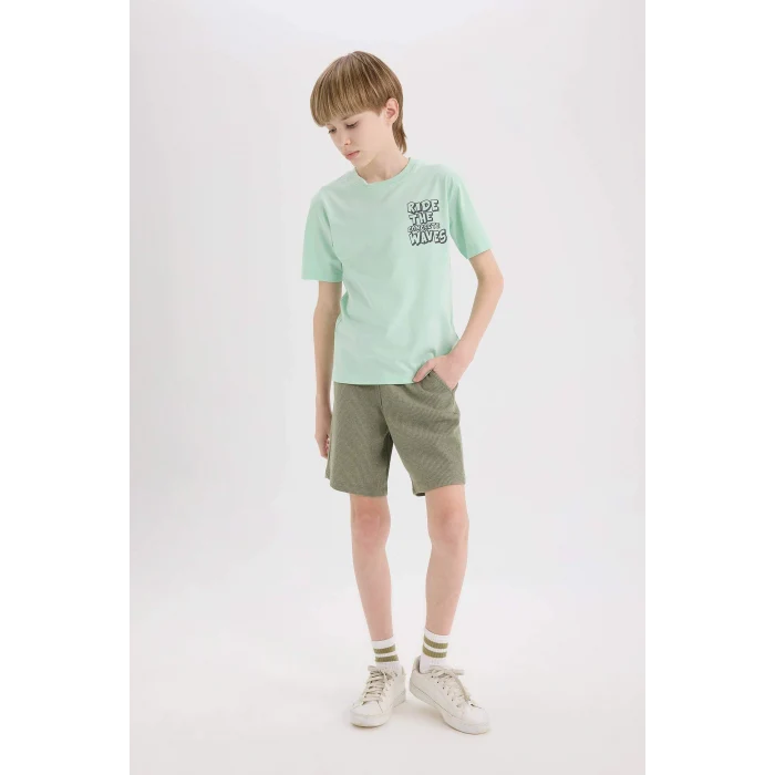 Defacto E6891A8KH447 Haki Waffle Şort Erkek Çocuk