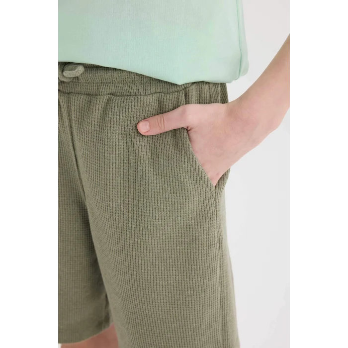 Defacto E6891A8KH447 Haki Waffle Şort Erkek Çocuk