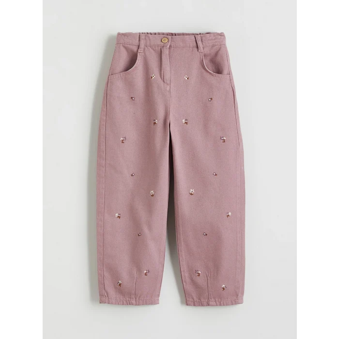 LCW Kids Lila Beli Lastikli Çiçekli Kız Çocuk Pantolon