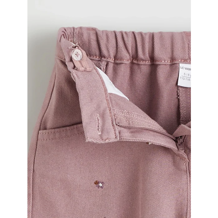 LCW Kids Lila Beli Lastikli Çiçekli Kız Çocuk Pantolon