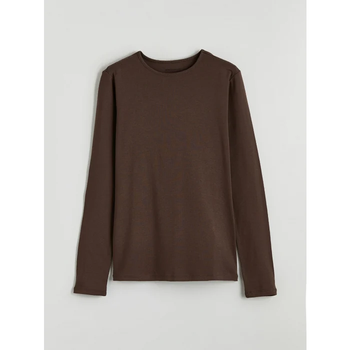 LCWAIKIKI Basic Kahverengi Bisiklet Yaka Kadın Body