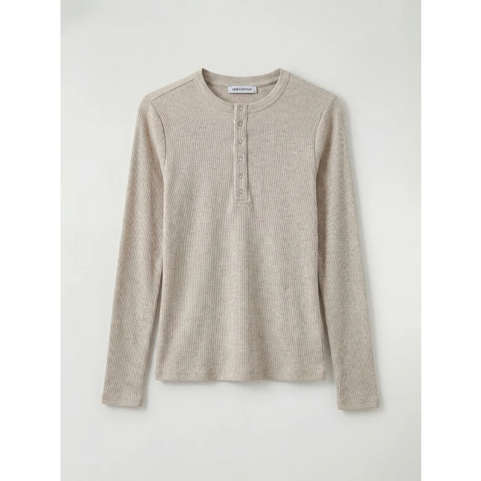 LCWAIKIKI Classic Bej Bisiklet Yaka Fitilli Kadın Body