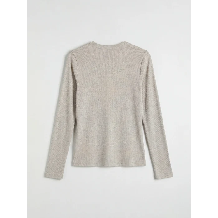 LCWAIKIKI Classic Bej Bisiklet Yaka Fitilli Kadın Body