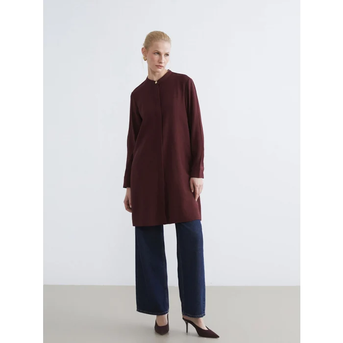 LCW Grace Kahverengi Hakim Yaka Dokulu Kadın Gömlek Tunik