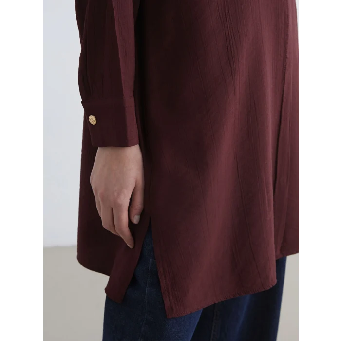 LCW Grace Kahverengi Hakim Yaka Dokulu Kadın Gömlek Tunik