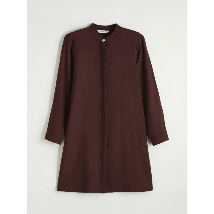 LCW Grace Kahverengi Hakim Yaka Dokulu Kadın Gömlek Tunik