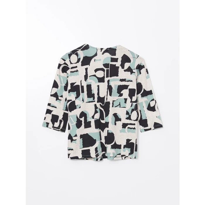 LCW Grace Siyah V Yaka Desenli Bluz