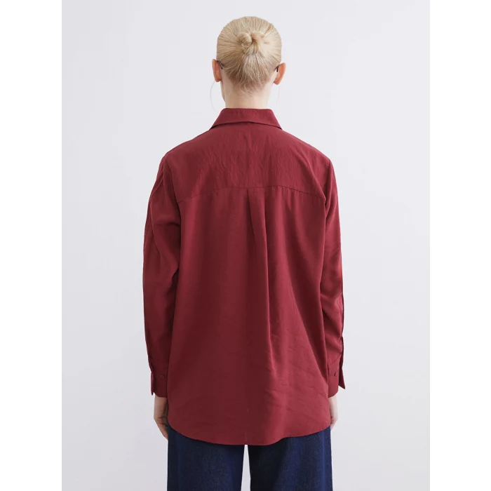 LCWAIKIKI Classic Bordo Oversize Kadın Gömlek