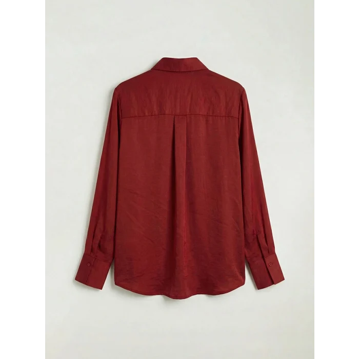 LCWAIKIKI Classic Bordo Oversize Kadın Gömlek