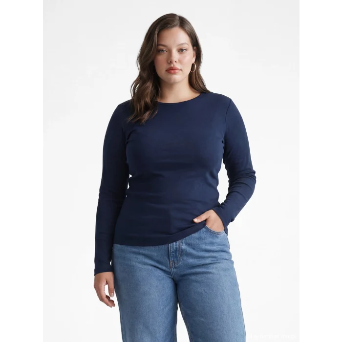 LCWAIKIKI Basic Lacivert Bisiklet Yaka Kadın Body