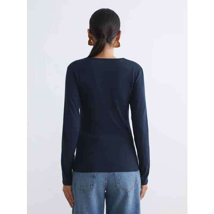 LCWAIKIKI Basic Lacivert Bisiklet Yaka Kadın Body