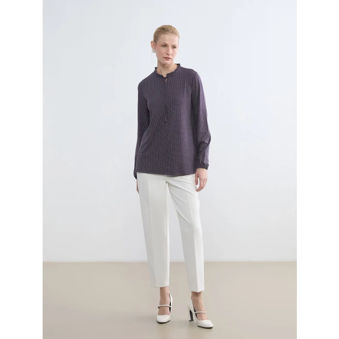 LCW Grace Mürdüm Bağlamalı Yaka Puantiyeli Bluz