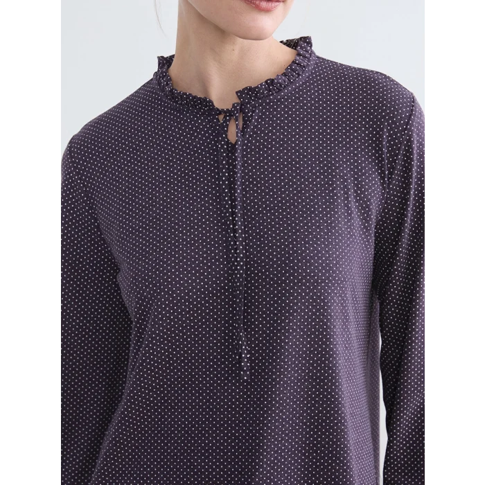 LCW Grace Mürdüm Bağlamalı Yaka Puantiyeli Bluz