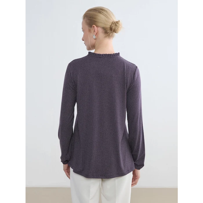 LCW Grace Mürdüm Bağlamalı Yaka Puantiyeli Bluz