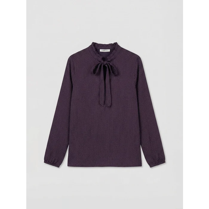 LCW Grace Mürdüm Bağlamalı Yaka Puantiyeli Bluz