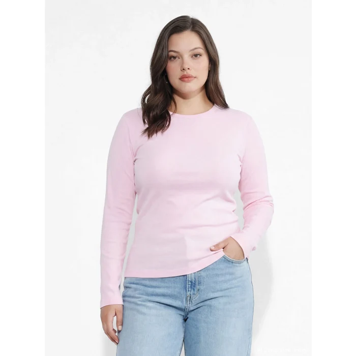 LCWAIKIKI Basic Pembe Bisiklet Yaka Kadın Body
