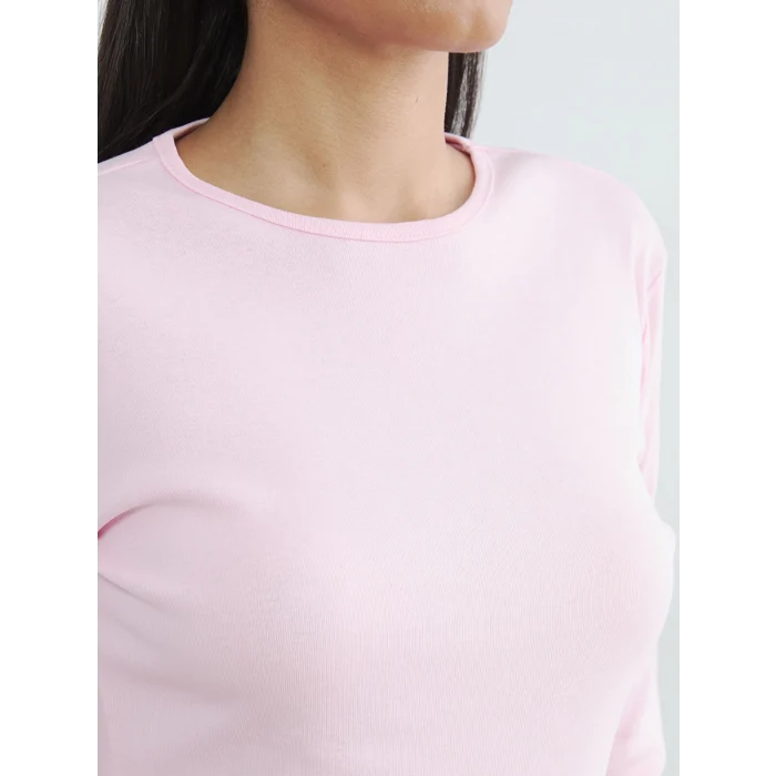 LCWAIKIKI Basic Pembe Bisiklet Yaka Kadın Body